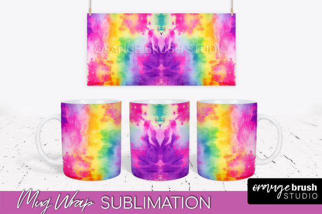 Tie Dye Mug Wrap - Rainbow Coffee Mug PNG Sublimation Sublimation OrangeBrushStudio 