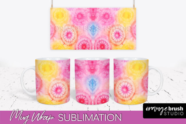 Tie Dye Mug Wrap - Rainbow Coffee Mug PNG Sublimation Sublimation OrangeBrushStudio 