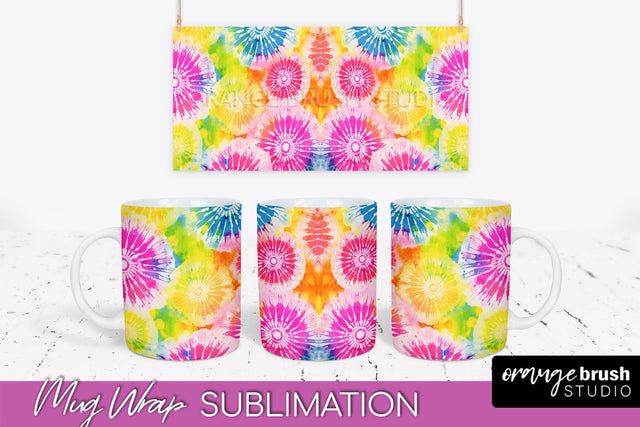 Tie Dye Mug Wrap - Rainbow Coffee Mug PNG Sublimation Sublimation OrangeBrushStudio 