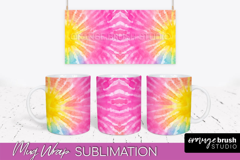 Tie Dye Mug Wrap - Rainbow Coffee Mug PNG Sublimation Sublimation OrangeBrushStudio 