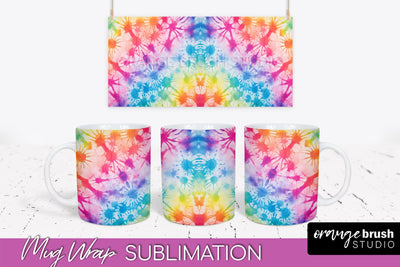 Tie Dye Mug Wrap - Rainbow Coffee Mug PNG Sublimation Sublimation OrangeBrushStudio 