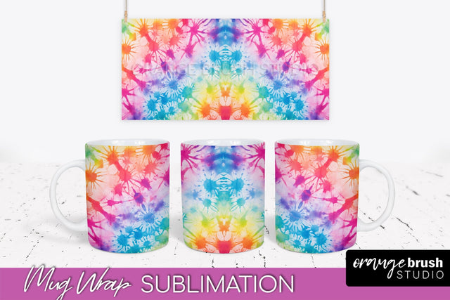 Tie Dye Mug Wrap - Rainbow Coffee Mug PNG Sublimation Sublimation OrangeBrushStudio 