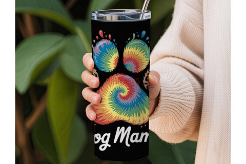 Tie-Dye Paw Print Dog Mama 20oz Tumbler Sublimation DesignSVG 