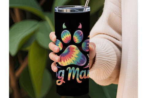 Tie-Dye Paw Print Dog Mama 20oz Tumbler Sublimation DesignSVG 