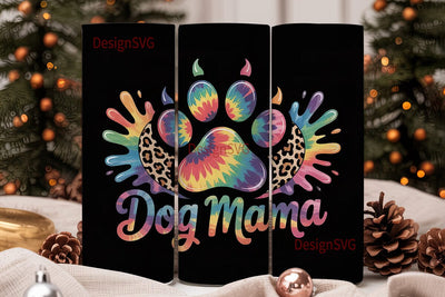 Tie-Dye Paw Print Dog Mama 20oz Tumbler Sublimation DesignSVG 