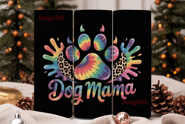 Tie-Dye Paw Print Dog Mama 20oz Tumbler Sublimation DesignSVG 