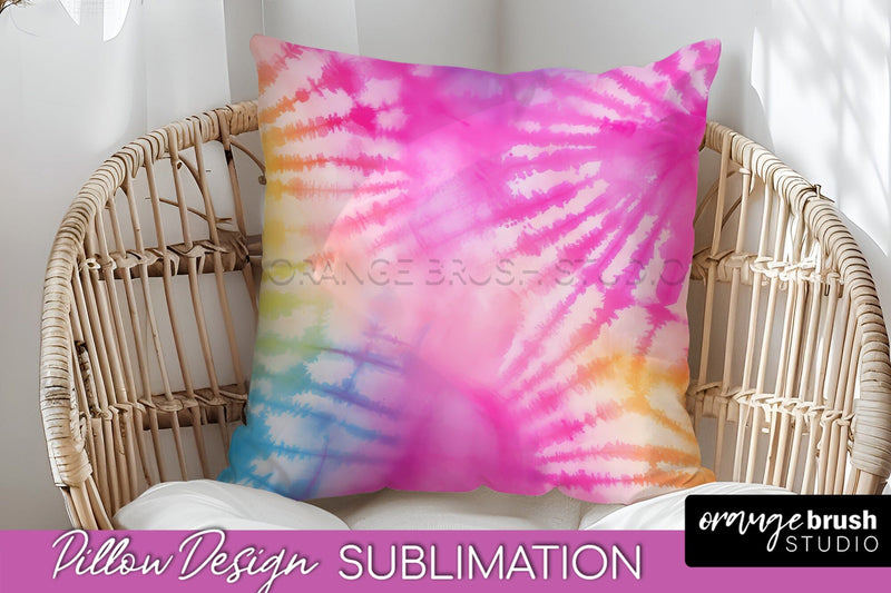 Tie Dye Pillow Cover - Rainbow Pillow Sublimation Design Sublimation OrangeBrushStudio 