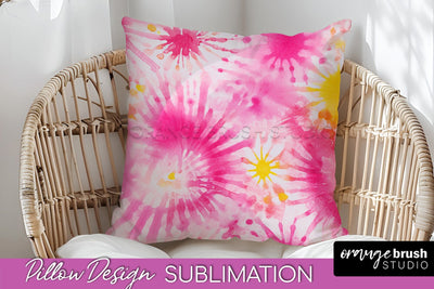 Tie Dye Pillow Cover - Rainbow Pillow Sublimation Design Sublimation OrangeBrushStudio 