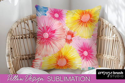 Tie Dye Pillow Cover - Rainbow Pillow Sublimation Design Sublimation OrangeBrushStudio 