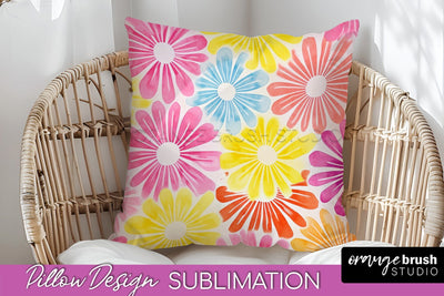 Tie Dye Pillow Cover - Rainbow Pillow Sublimation Design Sublimation OrangeBrushStudio 