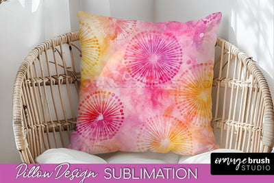 Tie Dye Pillow Cover - Rainbow Pillow Sublimation Design Sublimation OrangeBrushStudio 