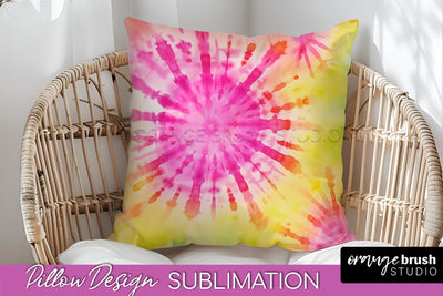 Tie Dye Pillow Cover - Rainbow Pillow Sublimation Design Sublimation OrangeBrushStudio 