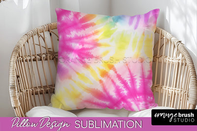 Tie Dye Pillow Cover - Rainbow Pillow Sublimation Design Sublimation OrangeBrushStudio 