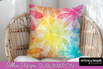 Tie Dye Pillow Cover - Rainbow Pillow Sublimation Design Sublimation OrangeBrushStudio 
