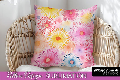 Tie Dye Pillow Cover - Rainbow Pillow Sublimation Design Sublimation OrangeBrushStudio 
