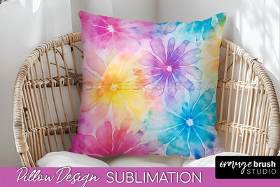Tie Dye Pillow Cover - Rainbow Pillow Sublimation Design Sublimation OrangeBrushStudio 