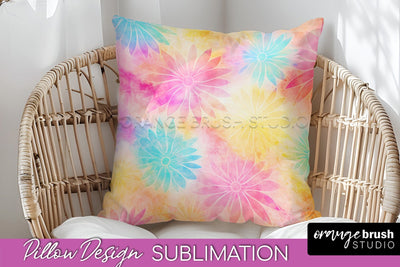 Tie Dye Pillow Cover - Rainbow Pillow Sublimation Design Sublimation OrangeBrushStudio 