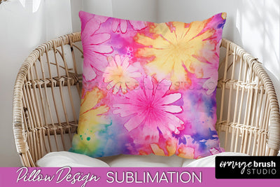 Tie Dye Pillow Cover - Rainbow Pillow Sublimation Design Sublimation OrangeBrushStudio 