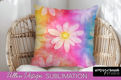 Tie Dye Pillow Cover - Rainbow Pillow Sublimation Design Sublimation OrangeBrushStudio 