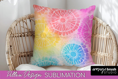 Tie Dye Pillow Cover - Rainbow Pillow Sublimation Design Sublimation OrangeBrushStudio 