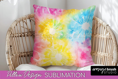 Tie Dye Pillow Cover - Rainbow Pillow Sublimation Design Sublimation OrangeBrushStudio 