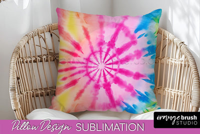 Tie Dye Pillow Cover - Rainbow Pillow Sublimation Design Sublimation OrangeBrushStudio 