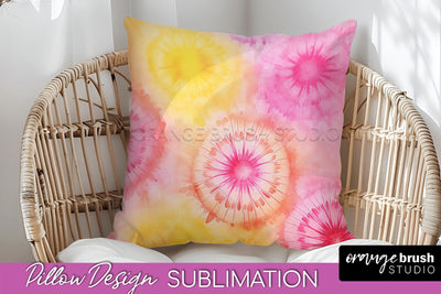 Tie Dye Pillow Cover - Rainbow Pillow Sublimation Design Sublimation OrangeBrushStudio 