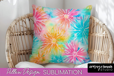 Tie Dye Pillow Cover - Rainbow Pillow Sublimation Design Sublimation OrangeBrushStudio 