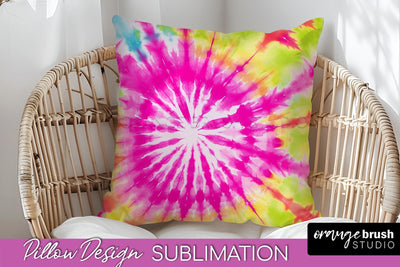 Tie Dye Pillow Cover - Rainbow Pillow Sublimation Design Sublimation OrangeBrushStudio 