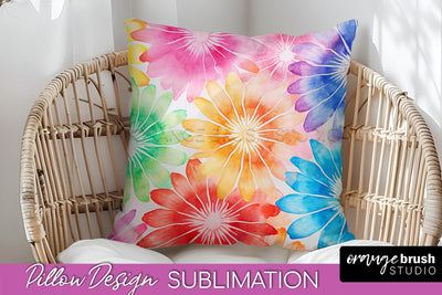 Tie Dye Pillow Cover - Rainbow Pillow Sublimation Design Sublimation OrangeBrushStudio 