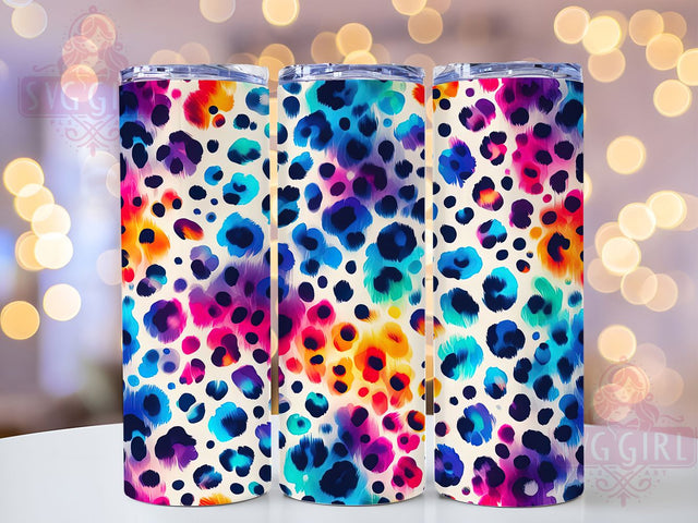 Tie Dye Rainbow Cheetah Print Tumbler, Colorful Leopard Print Wrap, Rainbow Animal Print Cup, Vibrant Wild Cat Sublimation, Funky Leopard Drinkware, Bright Safari Print Tumbler, Retro Tie Dye Animal Sublimation SvggirlplusArt 