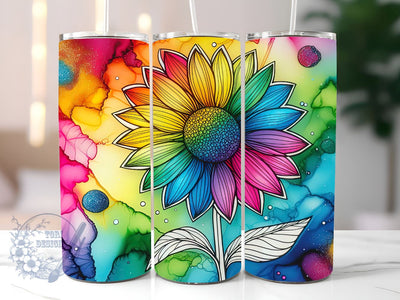 Tie Dye Rainbow Sunflower 20 oz Skinny Tumbler Sublimation Design, Sunflower Tie Dye Tumbler Png, Straight & Tapered Tumbler Wrap, Instant Digital Download Sublimation ToriDesigns 