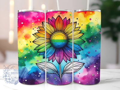 Tie Dye Rainbow Sunflower 20 oz Skinny Tumbler Sublimation Design, Sunflower Tie Dye Tumbler Png, Straight & Tapered Tumbler Wrap, Instant Digital Download Sublimation ToriDesigns 
