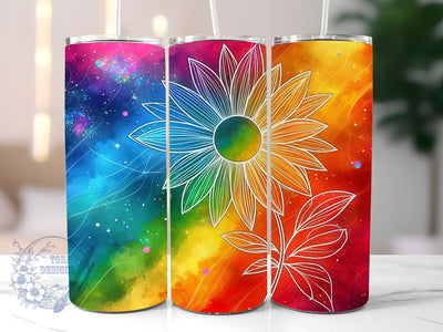 Tie Dye Rainbow Sunflower 20 oz Skinny Tumbler Sublimation Design, Sunflower Tie Dye Tumbler Png, Straight & Tapered Tumbler Wrap, Instant Digital Download Sublimation ToriDesigns 