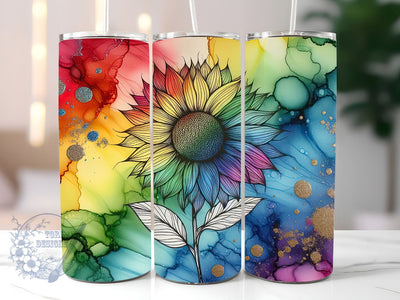 Tie Dye Rainbow Sunflower 20 oz Skinny Tumbler Sublimation Design, Sunflower Tie Dye Tumbler Png, Straight & Tapered Tumbler Wrap, Instant Digital Download Sublimation ToriDesigns 