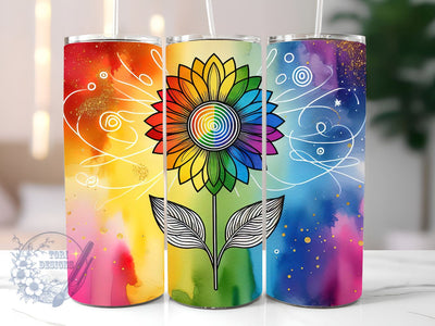 Tie Dye Rainbow Sunflower 20 oz Skinny Tumbler Sublimation Design, Sunflower Tie Dye Tumbler Png, Straight & Tapered Tumbler Wrap, Instant Digital Download Sublimation ToriDesigns 