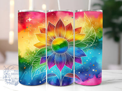 Tie Dye Rainbow Sunflower 20 oz Skinny Tumbler Sublimation Design, Sunflower Tie Dye Tumbler Png, Straight & Tapered Tumbler Wrap, Instant Digital Download Sublimation ToriDesigns 