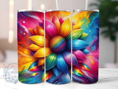 Tie Dye Rainbow Sunflower 20 oz Skinny Tumbler Sublimation Design, Sunflower Tie Dye Tumbler Png, Straight & Tapered Tumbler Wrap, Instant Digital Download Sublimation ToriDesigns 