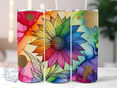 Tie Dye Rainbow Sunflower 20 oz Skinny Tumbler Sublimation Design, Sunflower Tie Dye Tumbler Png, Straight & Tapered Tumbler Wrap, Instant Digital Download Sublimation ToriDesigns 