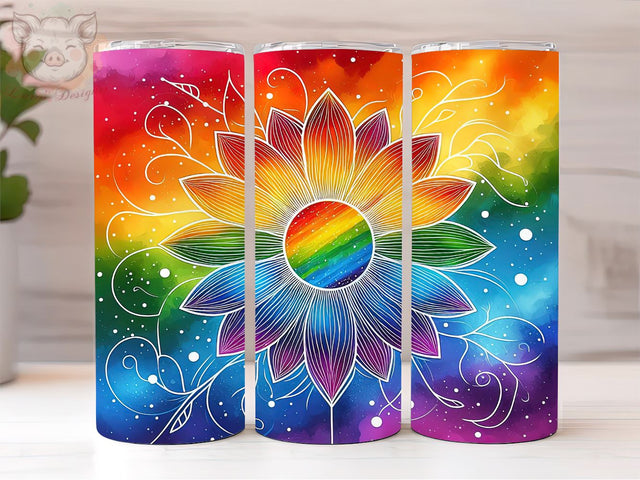Tie Dye Rainbow Sunflower Glitter 20oz Tumbler Png, Sublimation Design, Rainbow Sunflower Tumbler Png, Digital Download PNG Sublimation Lara' s Designs 