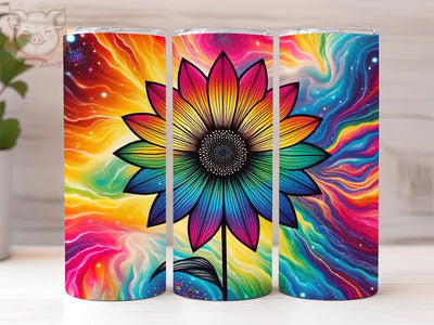 Tie Dye Rainbow Sunflower Glitter 20oz Tumbler Png, Sublimation Design, Rainbow Sunflower Tumbler Png, Digital Download PNG Sublimation Lara' s Designs 