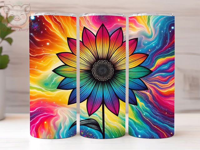 Tie Dye Rainbow Sunflower Glitter 20oz Tumbler Png, Sublimation Design, Rainbow Sunflower Tumbler Png, Digital Download PNG Sublimation Lara' s Designs 
