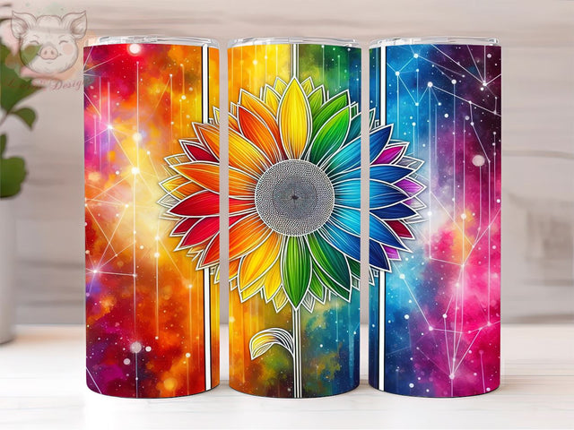 Tie Dye Rainbow Sunflower Glitter 20oz Tumbler Png, Sublimation Design, Rainbow Sunflower Tumbler Png, Digital Download PNG Sublimation Lara' s Designs 