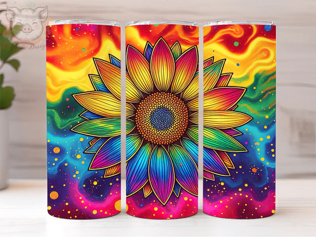 Tie Dye Rainbow Sunflower Glitter 20oz Tumbler Png, Sublimation Design, Rainbow Sunflower Tumbler Png, Digital Download PNG Sublimation Lara' s Designs 