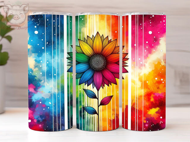 Tie Dye Rainbow Sunflower Glitter 20oz Tumbler Png, Sublimation Design, Rainbow Sunflower Tumbler Png, Digital Download PNG Sublimation Lara' s Designs 