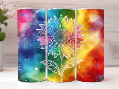 Tie Dye Rainbow Sunflower Glitter 20oz Tumbler Png, Sublimation Design, Rainbow Sunflower Tumbler Png, Digital Download PNG Sublimation Lara' s Designs 