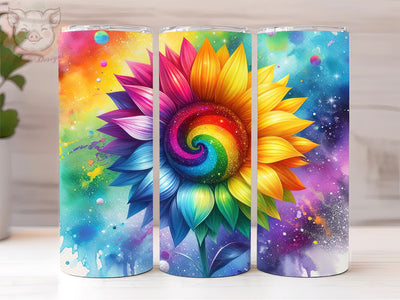Tie Dye Rainbow Sunflower Glitter 20oz Tumbler Png, Sublimation Design, Rainbow Sunflower Tumbler Png, Digital Download PNG Sublimation Lara' s Designs 