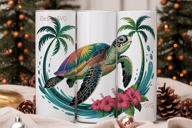 Tie-Dye Sea Turtle 20oz Tumbler Wrap Sublimation DesignSVG 