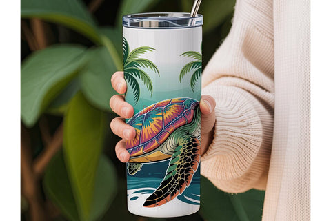 Tie-Dye Sea Turtle 20oz Tumbler Wrap Sublimation DesignSVG 