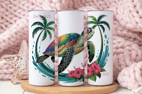 Tie-Dye Sea Turtle 20oz Tumbler Wrap Sublimation DesignSVG 